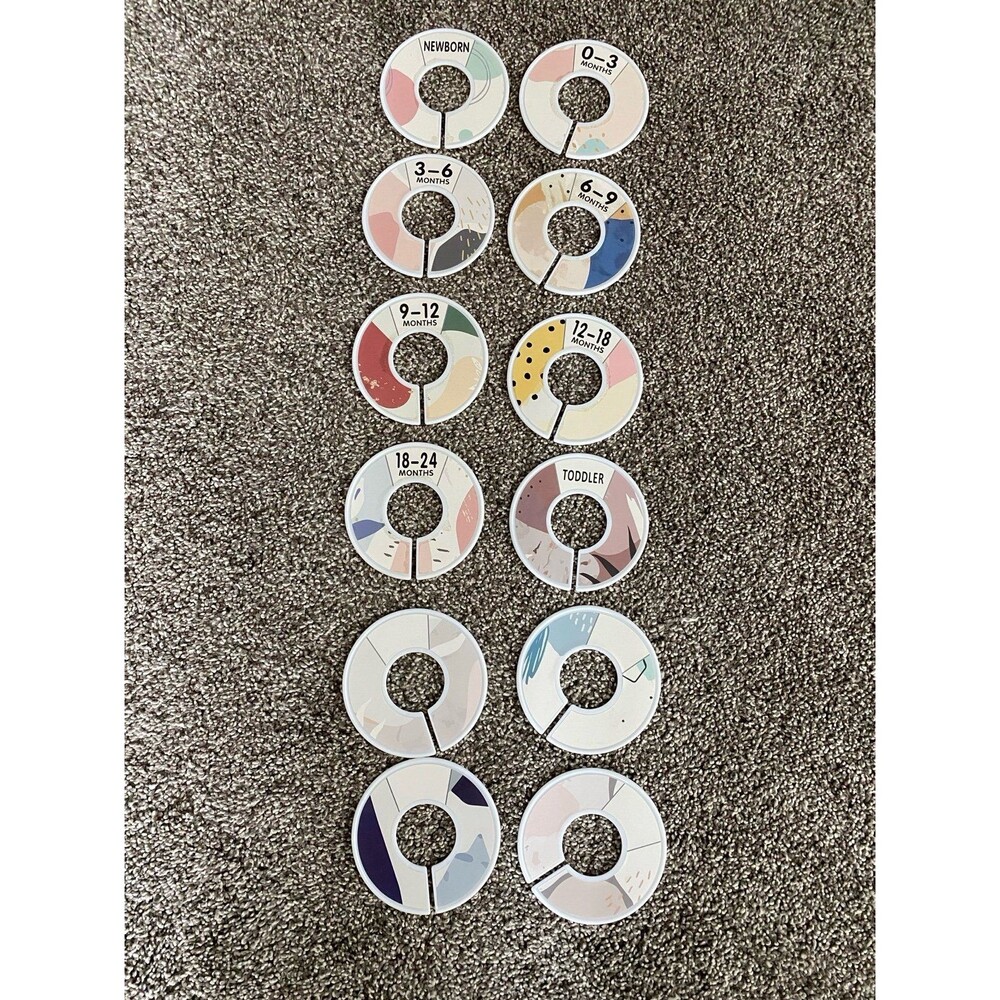 Baby Closet Size Dividers Newborn to Toddler Neutral Rainbow Set of 12